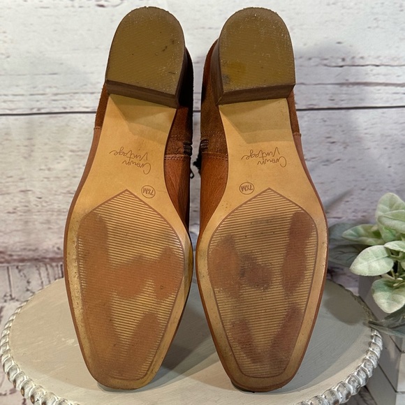 Crown Vintage Tan Caramel Cognac Leather Ankle Booties Size 7.5 - Picture 13 of 15